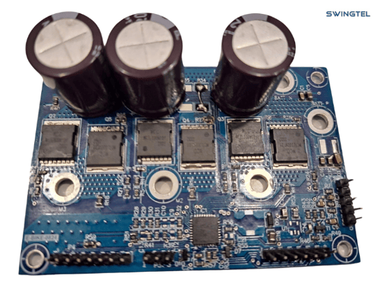 2W Electric Motor Driver Board displayed by Swingtel using MCC MCTL300N10YHE3 TOLL8 Power Mosfet and ELMOS Driver IC-2