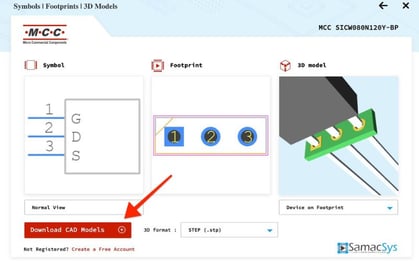 Download Free Symbols, PCB Footprints, & 3D STEP Files with MCC download cad models