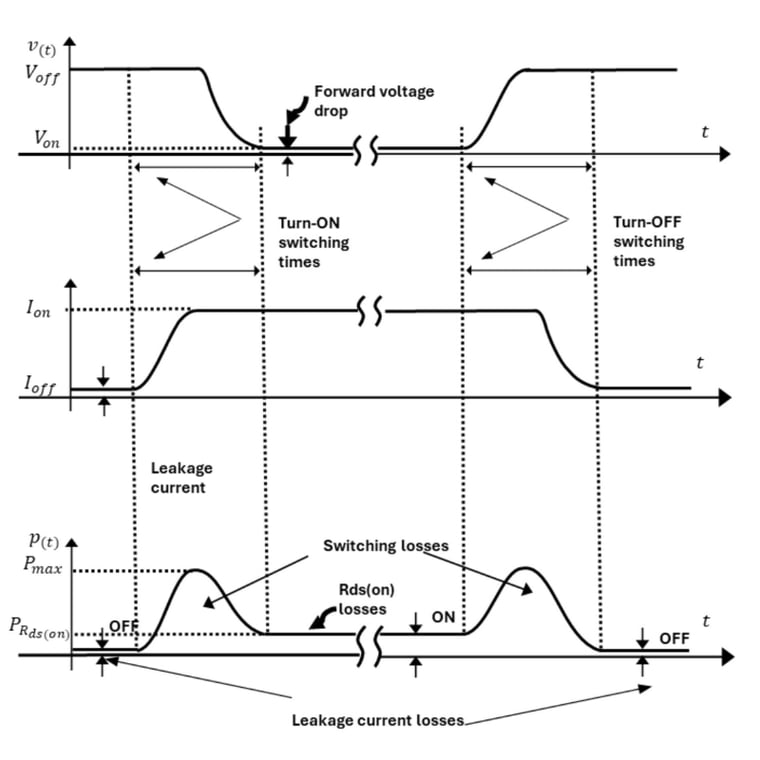 Figure 2. Switching times and power losses