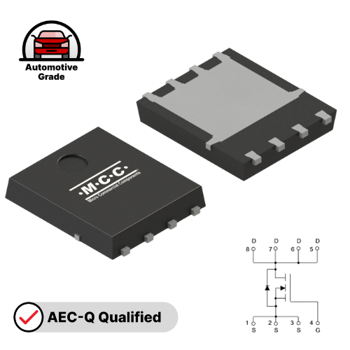 MCC launches 40 V N‐Channel MOSFET for Ultra-Compact, High-Current Power Designs MCAC2D9N04YHQ - mcc semi - micro commercial components 500x500  (1)