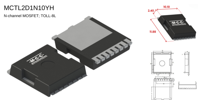 MCTL2D1N10YH N-Channel MOSFET TOLL-8L At a Glance - mcc semi - micro commercial components