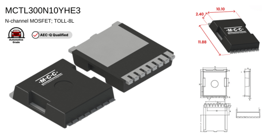 MCTL300N10YHE3 N-Channel MOSFET TOLL-8L At a Glance - mcc semi - micro commercial components